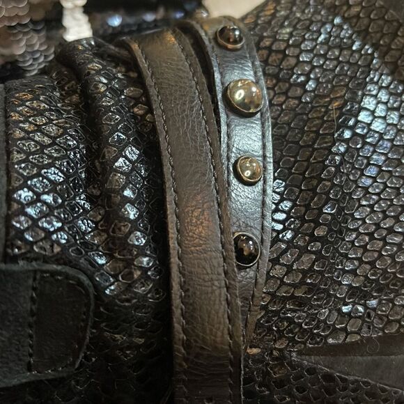 Sz 40/10 tamaris blAck parai leather moto booties:boot - Picture 2 of 7